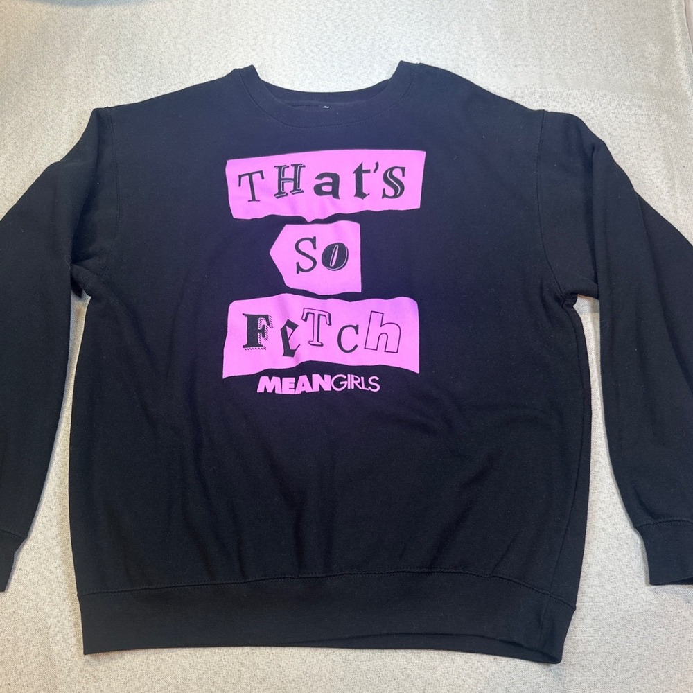 Mean Girls Sweatshirt Womens Medium Black Cotton Blend Fetch Graphic Y2K Movie